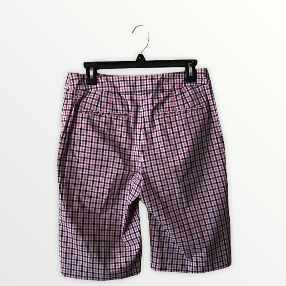 NWOT - Jones New York Sport Stretch Pink Plaid Check Bermuda Shorts - Picture 2 of 14